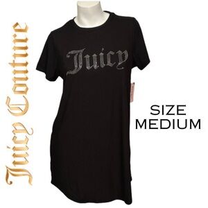 NEW Juicy Couture Black Ribbed Rhinestone Nightgown
